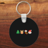 Christmas Xmas Santa, Tree, Stocking, Reindeer Des Sleutelhanger (Voorkant)