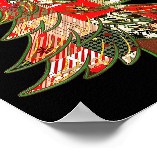 Christmas Xmas Tree Patchwork Coquette Bow Pajamas Poster (Hoek)