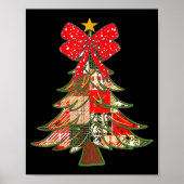 Christmas Xmas Tree Patchwork Coquette Bow Pajamas Poster (Voorkant)