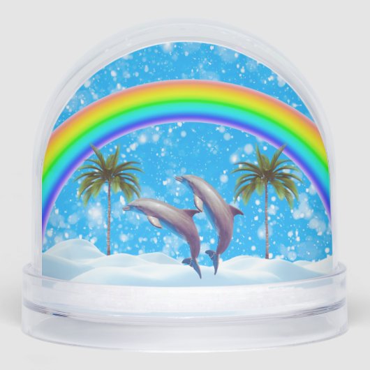 Christmas Y2K Dolphins Rainbow Snow Globe (Avant)