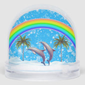 Christmas Y2K Dolphins Rainbow Snow Globe Sneeuwbol (Achterkant)