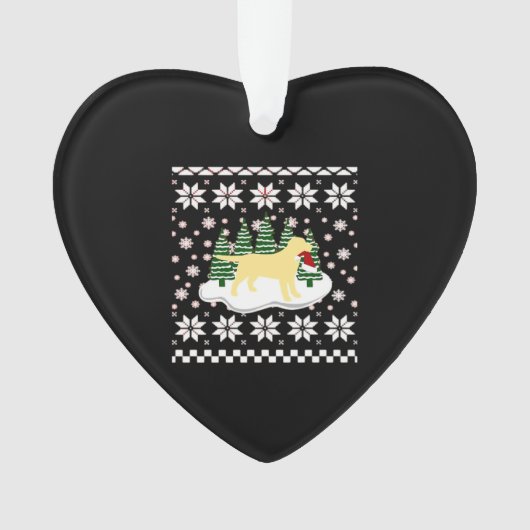 Christmas Yellow Labrador Silhouette Santa Hat Cla Ornament (voorkant)