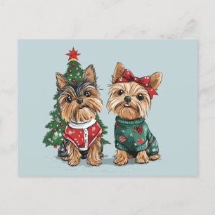 Christmas Yorkie Dogs Briefkaart