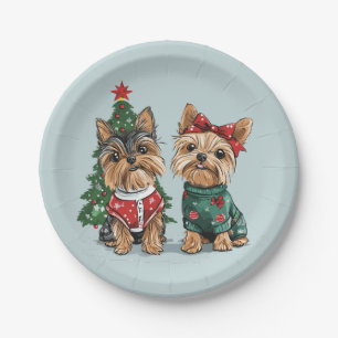 Christmas Yorkie Dogs Papieren Bordje