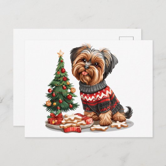 Christmas Yorkshire Terrier Dogs Briefkaart (Voorkant / Achterkant)