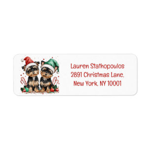 Christmas Yorkshire Terrier Dogs Etiket