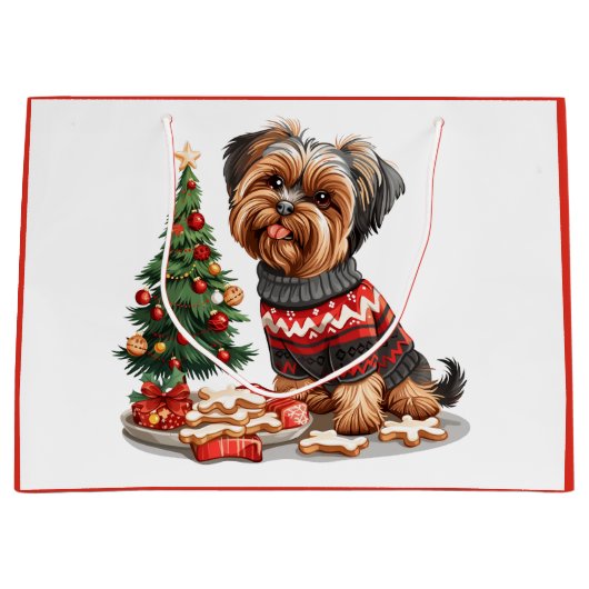 Christmas Yorkshire Terrier Dogs Groot Cadeauzakje (Voorkant)
