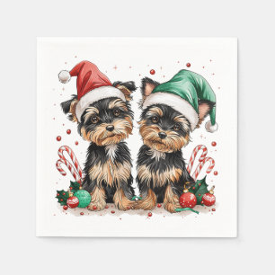 Christmas Yorkshire Terrier Dogs Servet