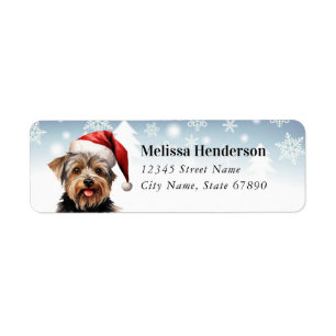 Christmas Yorkshire Terrier Retouradreslabel Etiket