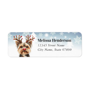 Christmas Yorkshire Terrier Retouradreslabel Etiket