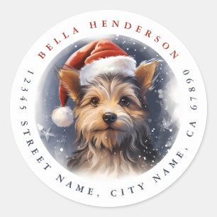 Christmas Yorkshire Terrier Ronde Stickers