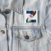 CHRISTMAS Z LETTER/SANTA RED RIBBON MONOGRAM VIERKANTE BUTTON 5,1 CM (In situ)