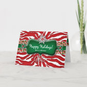 Christmas Zebra Leopard Snowflake Ruby Feestdagen Kaart (Voorkant)