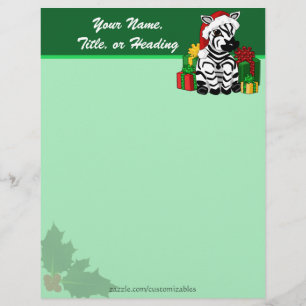 Christmas Zebra Letterhead Persoonlijk Briefhoofd
