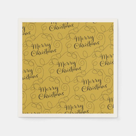 CHRISTMAS zwart naadloos patroon met LIJNEN Servetten (Voorkant)