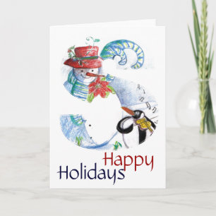 CHRISTMAS'S BRIEF, PENGUIN'S SERENADE MONOGRAM FEESTDAGEN KAART
