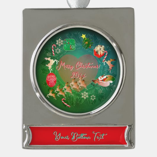 Christmassy verzilverd banner ornament (Voorkant)