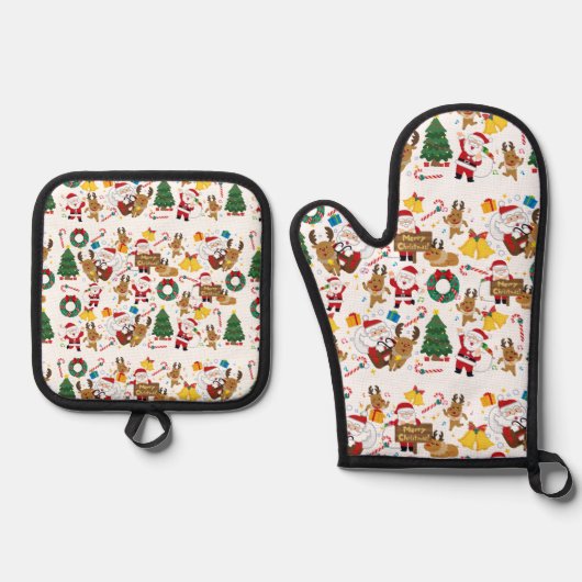 christmast pattern ovenwant & pannenlap set (Voorkant)