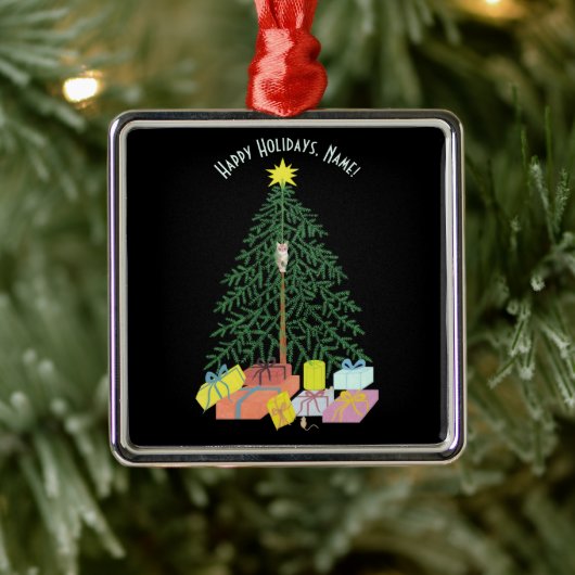 Christmast Tree Square Metal Tree Ornament (Boom)