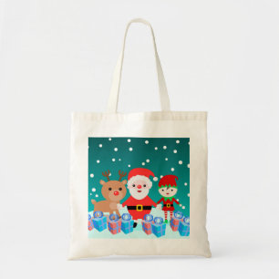 CHRISTMASTIEK WITH SANTA AND HIS FRIENDS TOTE BAG
