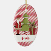 Christmastime Santa Tree Teddy Bear Gift Keramisch Ornament (Rechts)