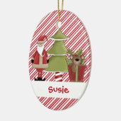 Christmastime Santa Tree Teddy Bear Gift Keramisch Ornament (Links)