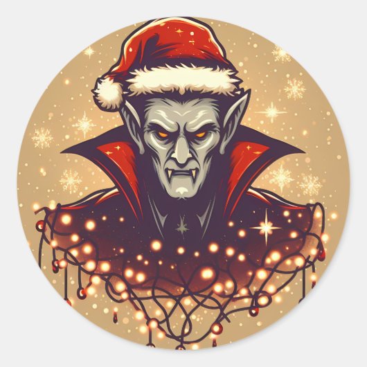 Christmasy Vampire Ronde Sticker (Voorkant)