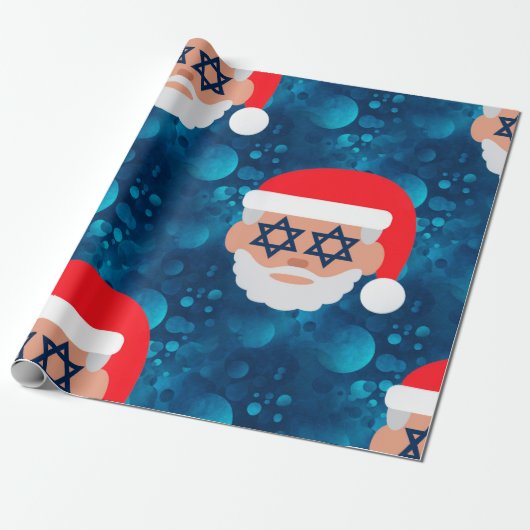 christmukkah santa emoji cadeaupapier (Uitgerold)