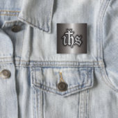 Christogram (IHS) Staal Vierkante Button 5,1 Cm (In situ)