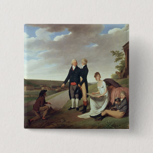 Christophe-Philippe Oberkampf en familie Vierkante Button 5,1 Cm