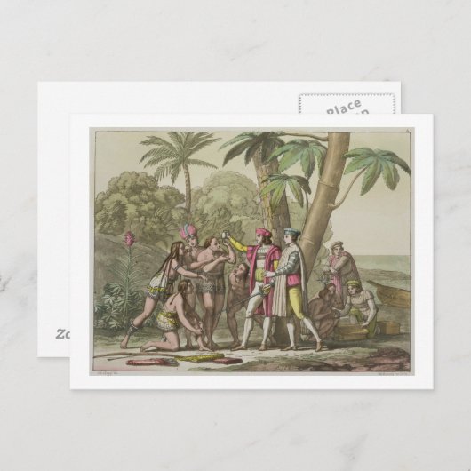 Christopher Columbus (1451-1506) met Native Ameri Briefkaart (Voorkant / Achterkant)