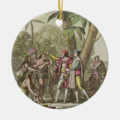 Christopher Columbus (1451-1506) met Native Ameri Keramisch Ornament (Voorkant)