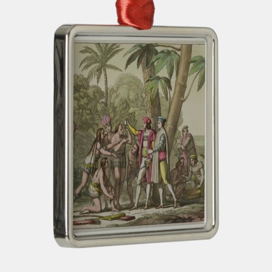 Christopher Columbus (1451-1506) met Native Ameri Metalen Ornament (Rechts)