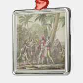 Christopher Columbus (1451-1506) met Native Ameri Metalen Ornament (Links)