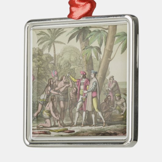 Christopher Columbus (1451-1506) met Native Ameri Metalen Ornament (Links)