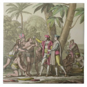 Christopher Columbus (1451-1506) met Native Ameri Tegeltje (Voorkant)