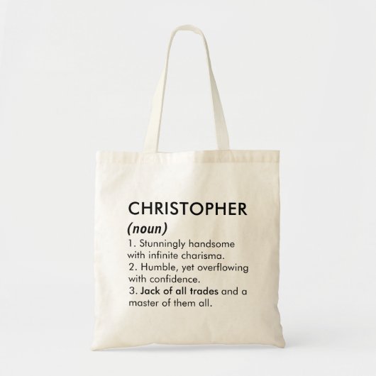 Christopher naam, Bewerkbare naam, Aangepaste naam Tote Bag (Voorkant)