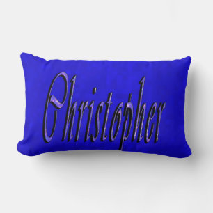 Christopher, naam, Logo, op de blauwe mozaïek, Kussen