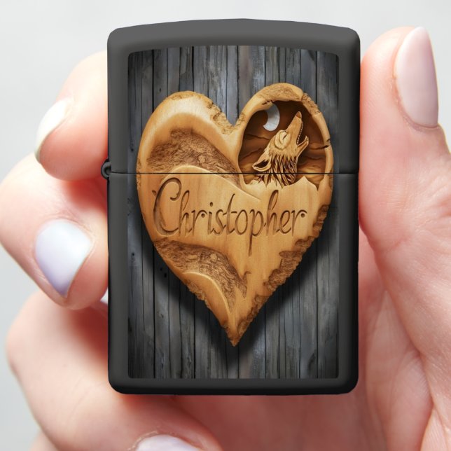 Christopher Wooden Wolf Heart (In Hand)