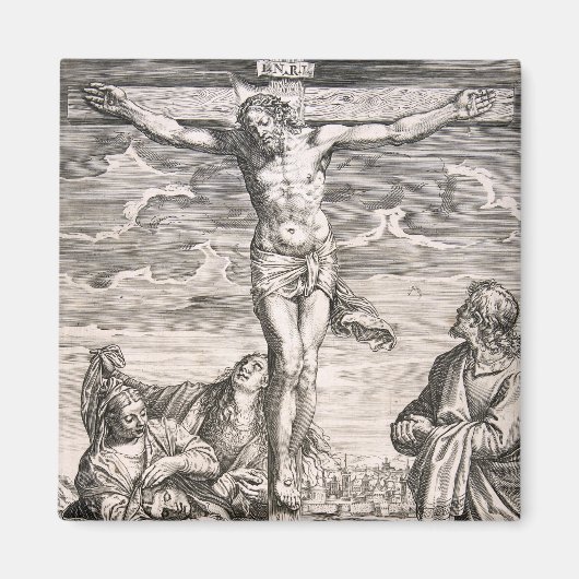 Christus aan het kruis door Agostino Carracci Magneet (Voorkant)