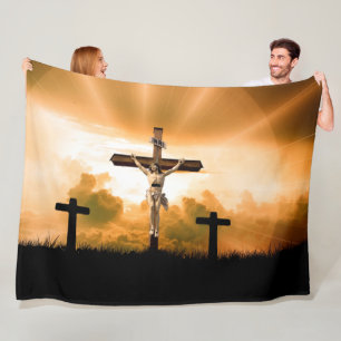 CHRISTUS AAN HET KRUIS FLEECE DEKEN