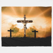 CHRISTUS AAN HET KRUIS FLEECE DEKEN (Voorkant (Horizontaal))