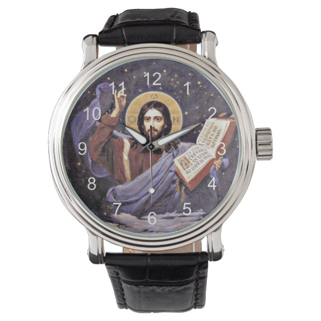 Christus Almachtig, schilderij van Viktor Vasnetso Horloge (Voorkant)