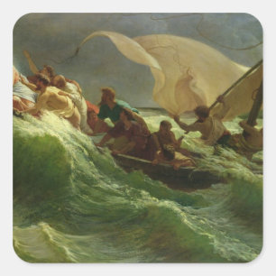 Christus Aslapen in zijn Boat Vierkante Sticker