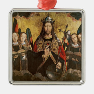 Christus Blessing, centraal paneel van een driehoe Metalen Ornament