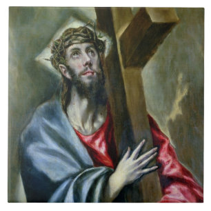 Christus Clasping the Cross, 1600-10 (olie op canv Tegeltje