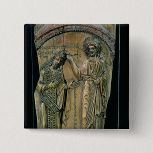 Christus Crowning the Emperor Constantine VII Vierkante Button 5,1 Cm