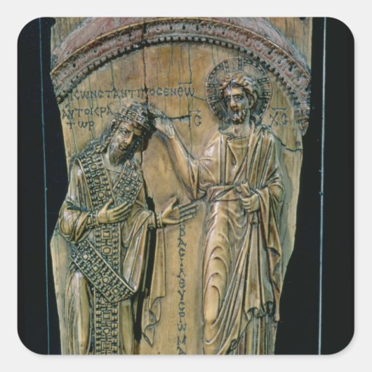 Christus Crowning the Emperor Constantine VII Vierkante Sticker (Voorkant)