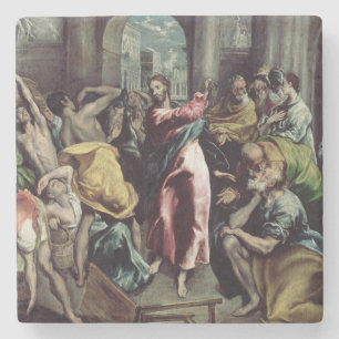 Christus De Handelaars besturen uit de tempel Stenen Onderzetter