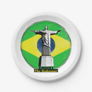 Christus De herdenker Rio de Janero Papieren Bordje